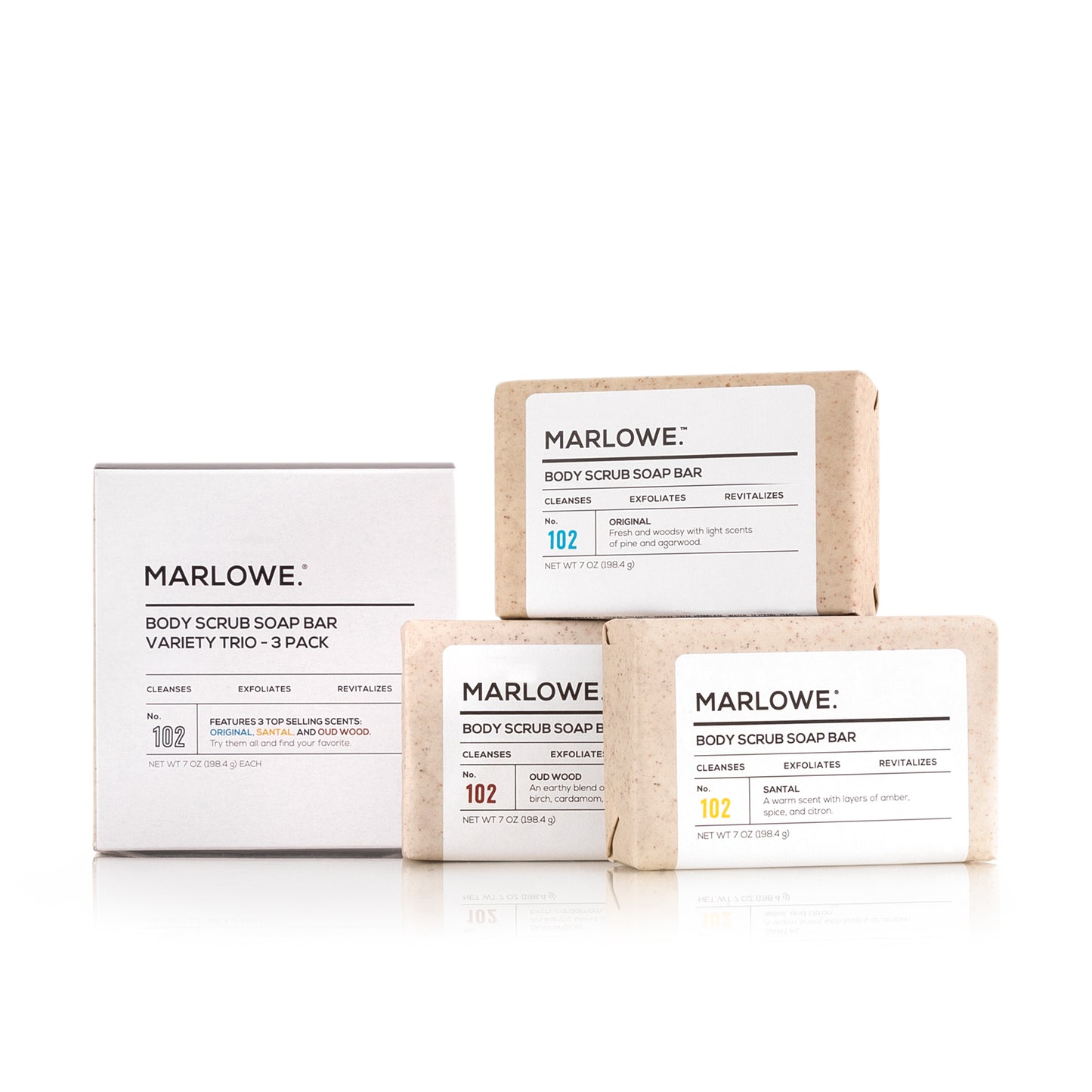 No. 102 Body Scrub Soap Bar - Scent Variety Trio (3 Bars)