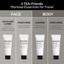 MARLOWE travel essentials set including toiletries bottles, travel pouch, and accessories for convenient packing and travel.