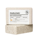 MARLOWE Santal scrub soap bar showing a beige, textured soap with Santal scent, ideal for cleansing and exfoliating skin