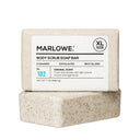 MARLOWE. scrub soap bar with original sage and fir scent, natural bar soap featuring herbal ingredients and earthy tones.