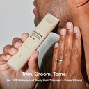 MARLOWE waterproof body hair trimmer with desert benefits, showing the sleek device suitable for body grooming in the image.