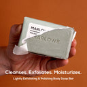 Neroli lightly exfoliating soap bar by MARLOWE., showcasing the smooth soap with a natural scent and exfoliating texture.