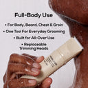 MARLOWE waterproof body hair trimmer for full-body grooming, shown in desert color with a sleek design.