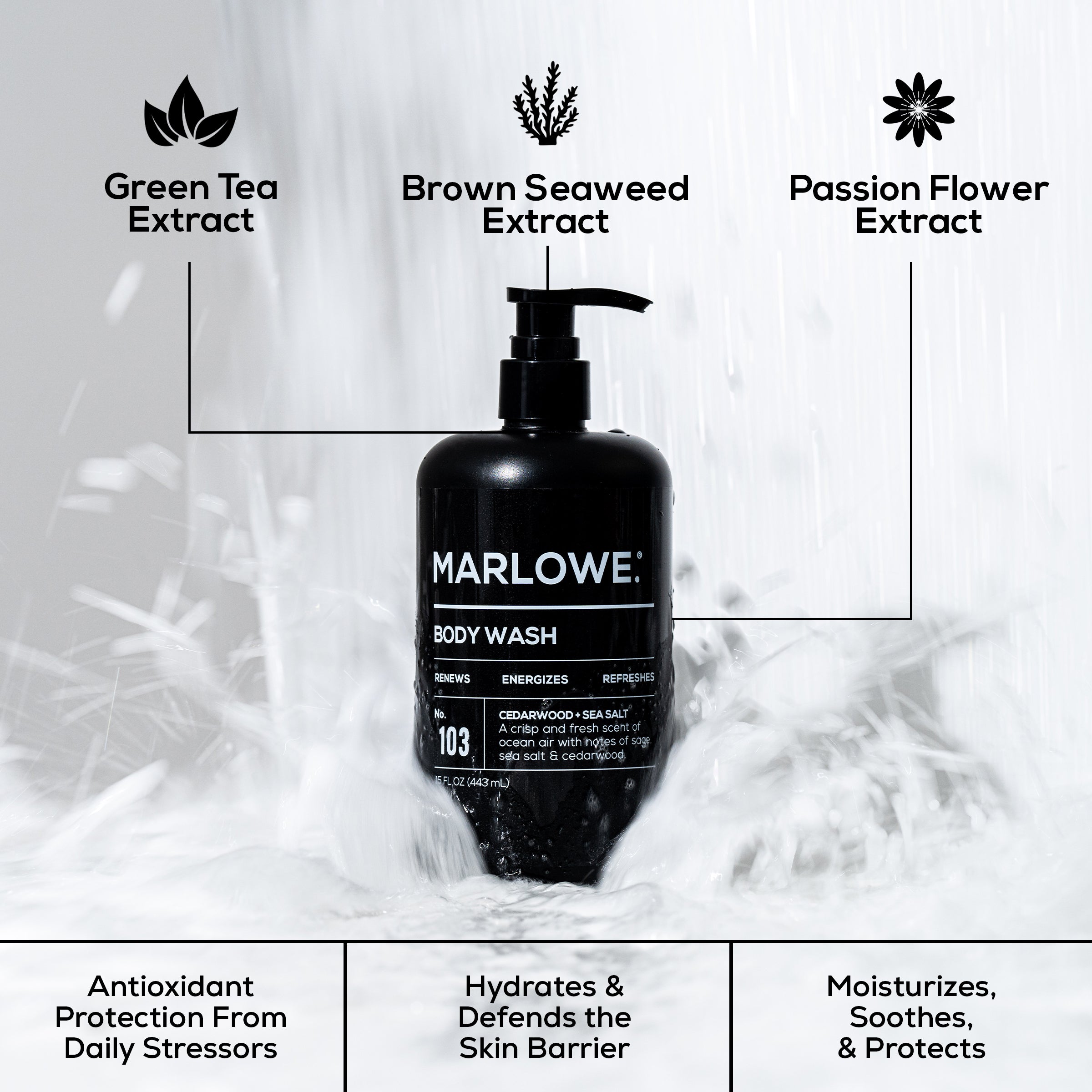 MARLOWE. No. 103 Mens Body Wash - Cedarwood + Sea Salt Body Wash