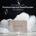 Marlowe original sage and fir scrub soap bar with natural ingredients, showcasing fresh sage and fir needle details.
