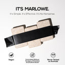 Set of three MARLOWE scrub bar soaps with natural ingredients, displayed on a neutral background for body cleansing and exfoliation.