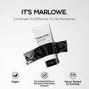 Marlowe Santal body lotion in 8 oz bottle, creamy texture with sandalwood scent, shown in a clear pump bottle on a white background.