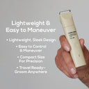 MARLOWE waterproof body hair trimmer with a sleek desert-colored design, suitable for easy, waterproof body grooming.