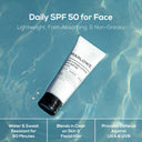 Set of two MARLOWE Daily Face Lotions with SPF 50, featuring hydrating formula and sun protection in sleek bottles.