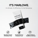 MARLOWE facial cleanser for face, showing the bottle with the product label and clean, minimal pump dispenser.