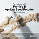 MARLOWE. facial scrub with natural exfoliants, showing the textured face scrub in a clear container with ingredients in the background.