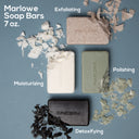 Marlowe Moisturizing Soap Bar with original sage and fir scent, showcasing the rectangular soap with natural ingredients.