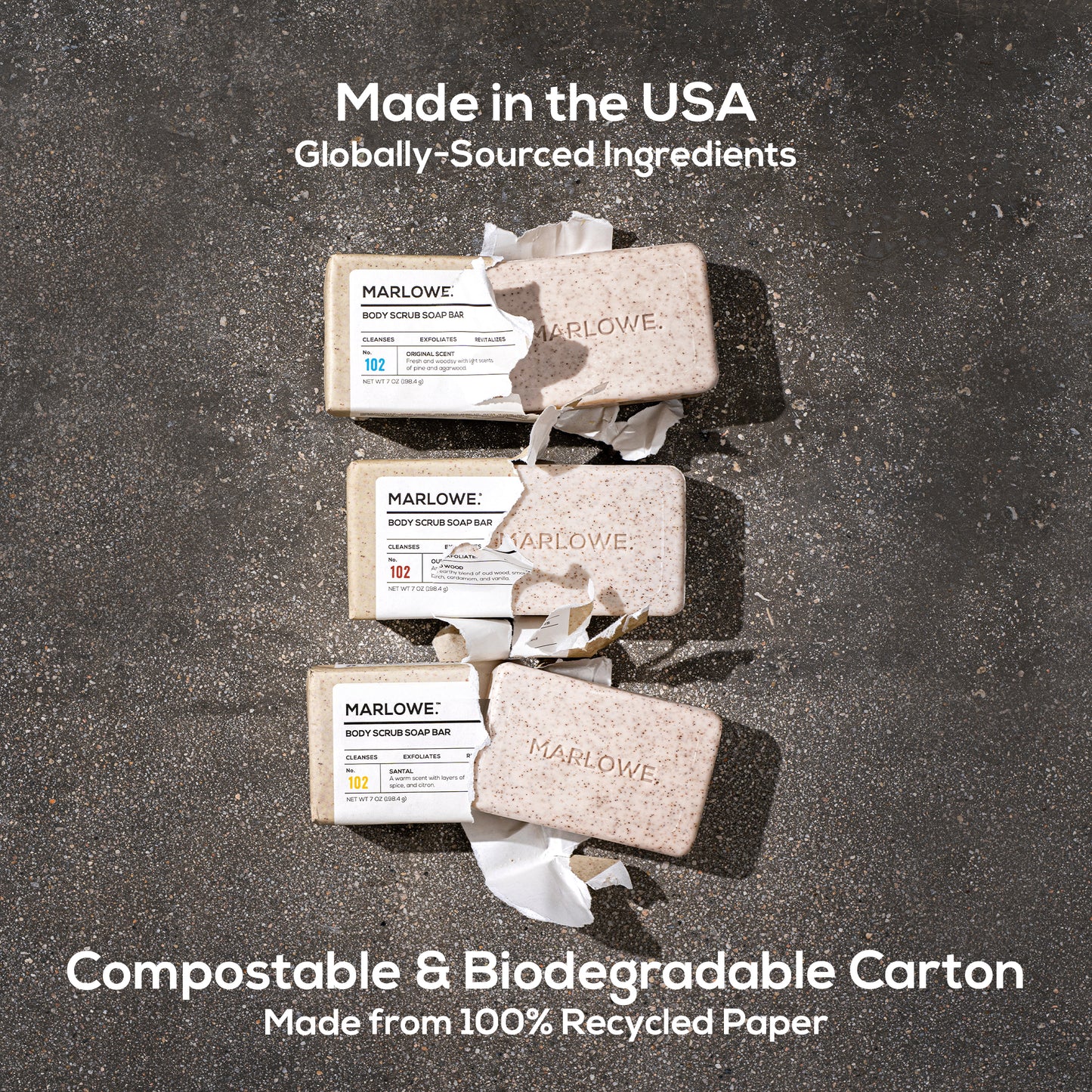 No. 102 Body Scrub Soap Bar - Scent Variety Trio (3 Bars)