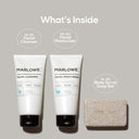 MARLOWE Best Sellers Set with seven skincare products displayed in the kit, showcasing a variety of bottles and containers inside the box.