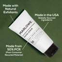 MARLOWE. facial scrub in packaging, designed for face skincare with natural exfoliating ingredients.