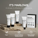 MARLOWE travel essentials set including toiletries and skincare products in a compact kit for convenient travel.