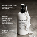 MARLOWE. body lotion in a sleek bottle, designed for nourishing and hydrating skin, with minimalist packaging and natural tones.