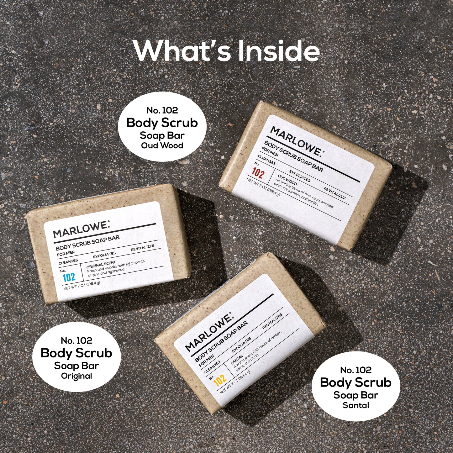 No. 102 Body Scrub Soap Bar - Scent Variety Trio (3 Bars)