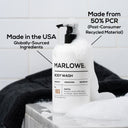 MARLOWE. Santal body wash in sleek bottle with label, showcasing natural ingredients and clean packaging design.