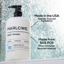 MARLOWE. Original Sage and Fir Body Wash in sleek bottle, featuring natural sage and fir ingredients for a refreshing shower experience.