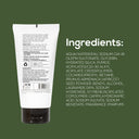 MARLOWE. facial scrub with natural ingredients, showing a close-up of the face scrub's textured surface and botanical components.