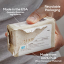 Marlowe Original Sage and Fir Scrub Soap Bar with natural packaging, featuring herbal scent and textured surface for cleansing.