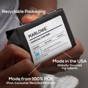 MARLOWE charcoal exfoliating bar soap in sleek packaging, designed for deep cleansing and gentle skin exfoliation.