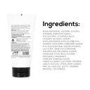 Close-up of MARLOWE. post shave lotion bottle with ingredients list on a white background, for face grooming after shaving.