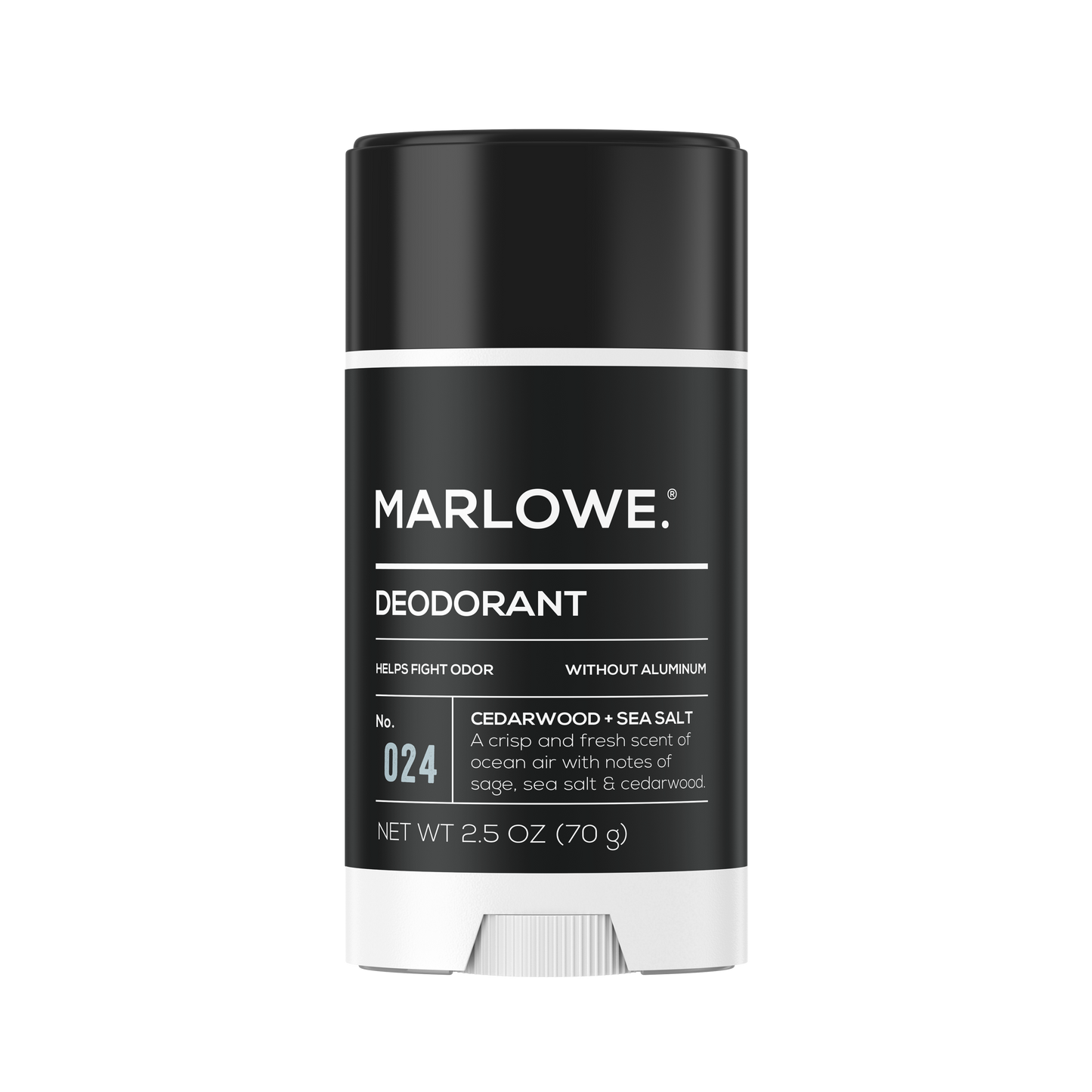 MARLOWE. No. 024 Cedarwood + Sea Salt Deodorant - Formulated Without Aluminum 2.5 oz