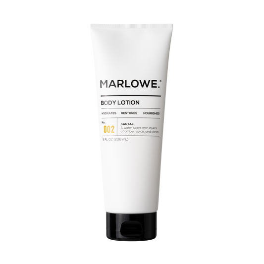 MARLOWE. No. 002 Men's Santal Body Lotion 8oz - Front Detail