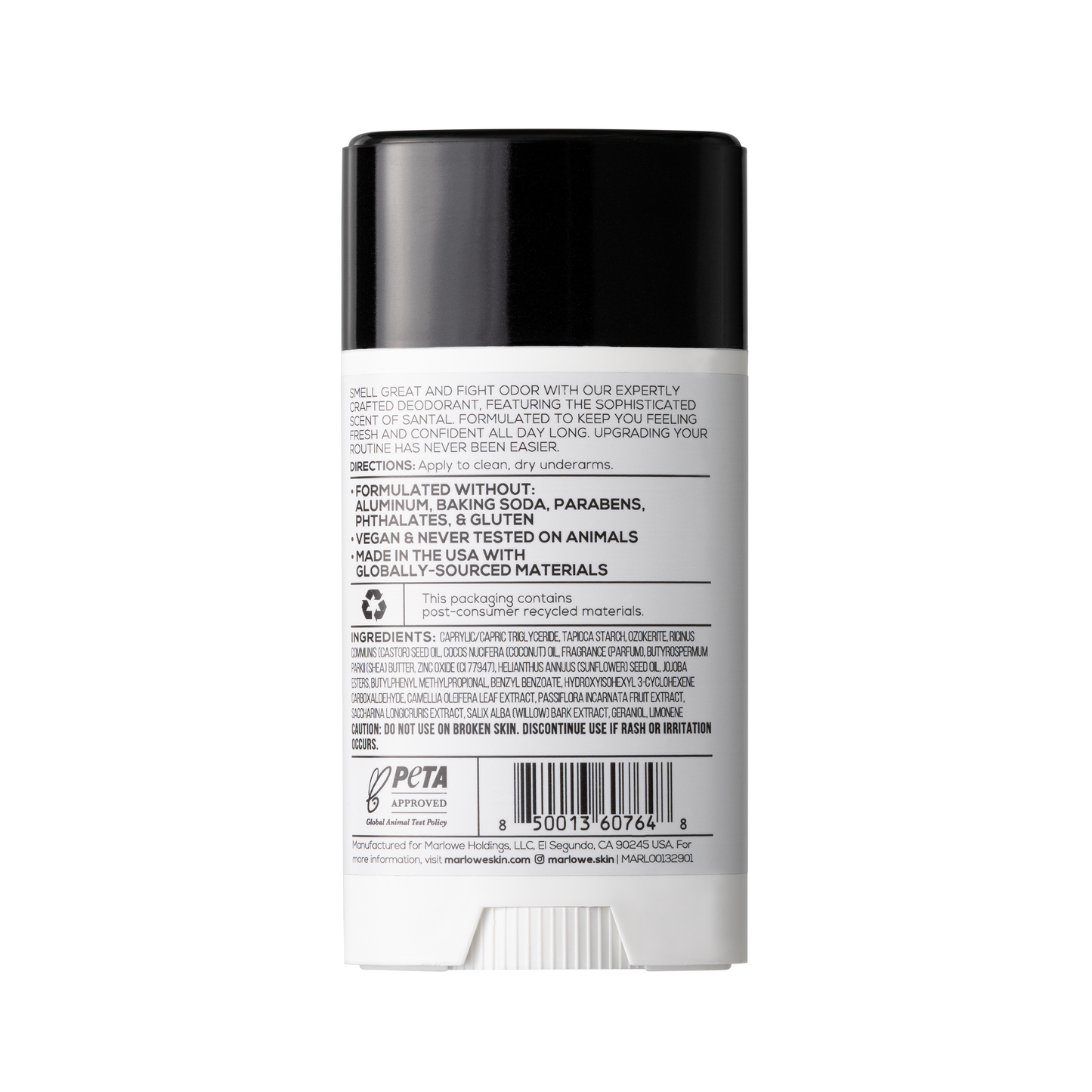 MARLOWE. No. 024 Men's Santal Deodorant - Rear Detail