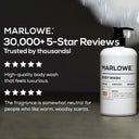 MARLOWE. Santal body wash bottle with clean design, showcasing the product label and a sleek, modern appearance.