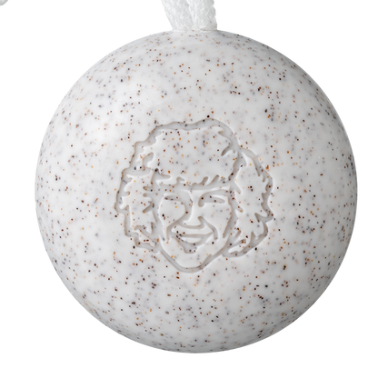 MARLOWE Danny Soap on a Rope featuring a face design, durable bar soap with a convenient hanging rope for easy use.