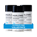 Set of three MARLOWE deodorants in Original Sage and Fir scent, featuring sleek containers and natural ingredients.