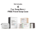 Marlowe soap bar discovery travel set with four natural, handcrafted soap bars in eco-friendly packaging.