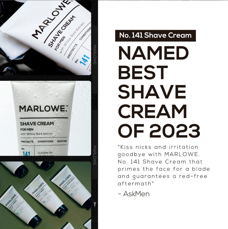 MARLOWE. No. 141 Shave Cream 6 oz, with Shea Butter & Coconut Oil