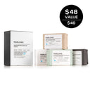 Set of four MARLOWE soap bars from the Discovery Set, showing various natural soap textures and packaging.