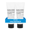 Set of two MARLOWE Daily Face Lotions with SPF 50, hydrating facial moisturizers with sun protection, shown in the image.