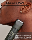 Marlowe waterproof body hair trimmer in charcoal color, designed for body grooming with a sleek, ergonomic design.