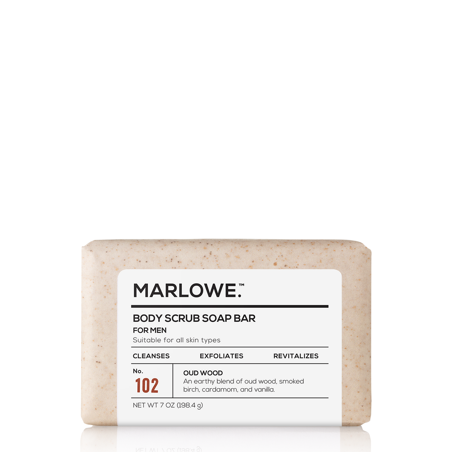 Marlowe. Men's Body Scrub Soap Bar - Oud Wood 7 oz - No. 102